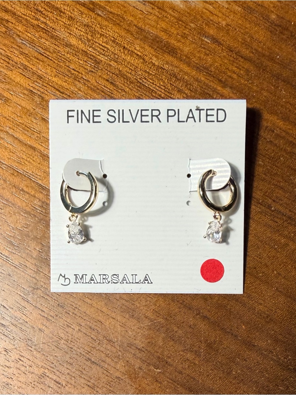 Marsala Fine Silver Plated Hoop Drop Earrings - White